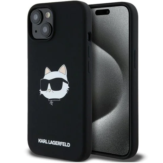 Калъф за iPhone 15 Plus - Karl Lagerfeld Silicone MagSafe (KLHMP15MSCHPPLK) - Choupette Head