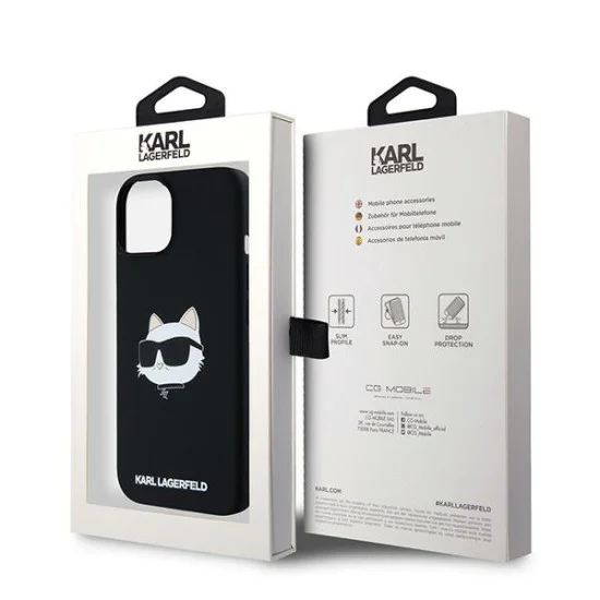 Калъф за iPhone 15 Plus - Karl Lagerfeld Silicone MagSafe (KLHMP15MSCHPPLK) - Choupette Head