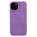 Калъф за iPhone 15 - Guess Leather 4G Stamped (GUHCP15SP4EPMU) - светло лилав