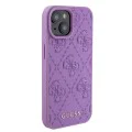 Калъф за iPhone 15 - Guess Leather 4G Stamped (GUHCP15SP4EPMU) - светло лилав