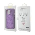 Калъф за iPhone 15 - Guess Leather 4G Stamped (GUHCP15SP4EPMU) - светло лилав
