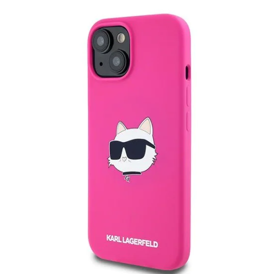 Калъф за iPhone 15 Plus - Karl Lagerfeld Silicone MagSafe (KLHMP15MSCHPPLF) - Fuschia Choupette Head