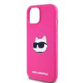 Калъф за iPhone 15 Plus - Karl Lagerfeld Silicone MagSafe (KLHMP15MSCHPPLF) - Fuschia Choupette Head