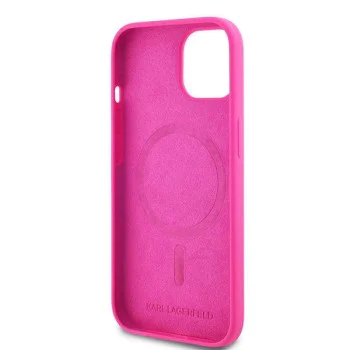 Калъф за iPhone 15 Plus - Karl Lagerfeld Silicone MagSafe (KLHMP15MSCHPPLF) - Fuschia Choupette Head