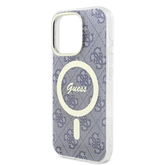 Калъф за iPhone 16 Pro - Guess IML 4G MagSafe (GUHMP16LH4STB) - син
