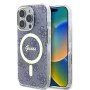 Калъф за iPhone 16 Pro - Guess IML 4G MagSafe (GUHMP16LH4STB) - син