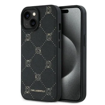 Калъф за IPhone 15 Plus - Karl Lagerfeld Leather MagSafe (KLHMP15MPGKHPHK) - Karl Head