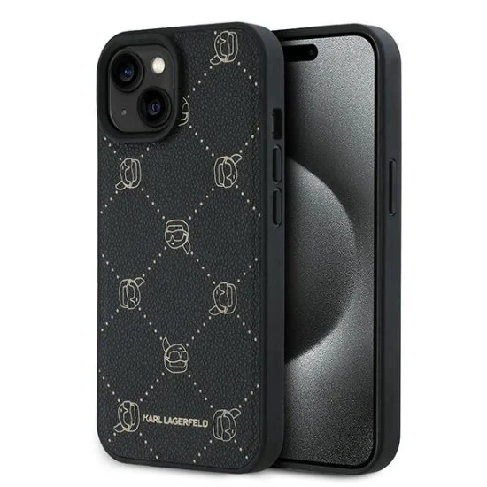 Калъф за IPhone 15 Plus - Karl Lagerfeld Leather MagSafe (KLHMP15MPGKHPHK) - Karl Head