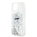 Калъф за iPhone 15 Plus - Karl Lagerfeld Liquid Glitter MagSafe (KLHMP15MLGCHSGH) - Transparent Choupette Head