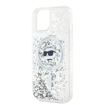 Калъф за iPhone 15 Plus - Karl Lagerfeld Liquid Glitter MagSafe (KLHMP15MLGCHSGH) - Transparent Choupette Head