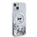 Калъф за iPhone 15 Plus - Karl Lagerfeld Liquid Glitter MagSafe (KLHMP15MLGCHSGH) - Transparent Choupette Head