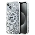 Калъф за iPhone 15 Plus - Karl Lagerfeld Liquid Glitter MagSafe (KLHMP15MLGCHSGH) - Transparent Choupette Head