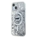 Калъф за iPhone 15 Plus - Karl Lagerfeld Liquid Glitter MagSafe (KLHMP15MLGCHSGH) - Transparent Choupette Head