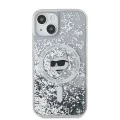 Калъф за iPhone 15 Plus - Karl Lagerfeld Liquid Glitter MagSafe (KLHMP15MLGCHSGH) - Transparent Choupette Head