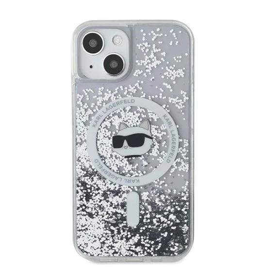 Калъф за iPhone 15 Plus - Karl Lagerfeld Liquid Glitter MagSafe (KLHMP15MLGCHSGH) - Transparent Choupette Head