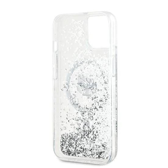 Калъф за iPhone 15 Plus - Karl Lagerfeld Liquid Glitter MagSafe (KLHMP15MLGCHSGH) - Transparent Choupette Head