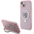 Калъф за iPhone 15 Plus - Karl Lagerfeld Hardcase Ring Stand MagSafe (KLHMP15MHMRSKCP) - Pink Karl&Choupette