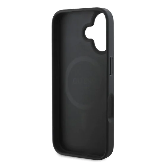 Калъф за iPhone 16 - Guess Peony Script MagSafe (GUHMP16SPGPYSK) - Черен