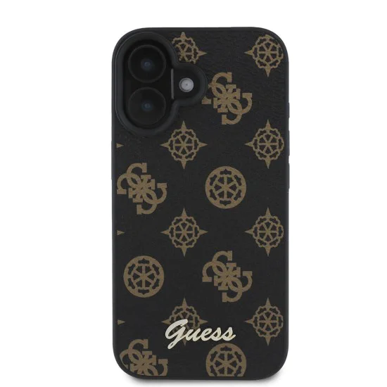 Калъф за iPhone 16 - Guess Peony Script MagSafe (GUHMP16SPGPYSK) - Черен