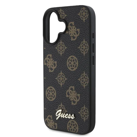 Калъф за iPhone 16 - Guess Peony Script MagSafe (GUHMP16SPGPYSK) - Черен
