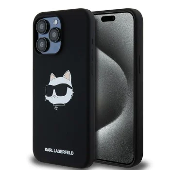 Калъф за iPhone 15 Pro - Karl Lagerfeld Silicone MagSafe (KLHMP15LSCHPPLK) - Choupette Head