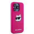 Калъф за iPhone 15 Pro - Karl Lagerfeld Silicone MagSafe (KLHMP15LSCHPPLF) - Fuchsia Choupette Head