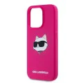 Калъф за iPhone 15 Pro - Karl Lagerfeld Silicone MagSafe (KLHMP15LSCHPPLF) - Fuchsia Choupette Head