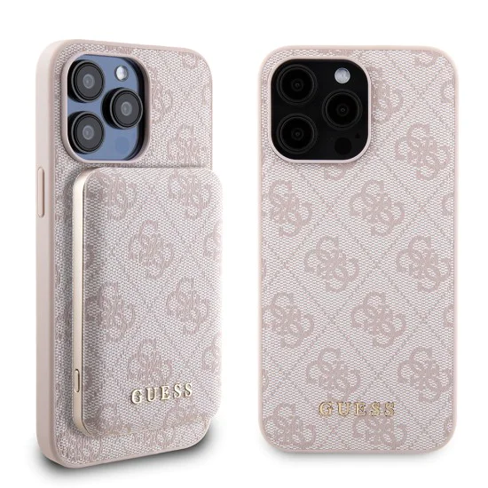 Калъф за iPhone 15 Pro Max - Guess Hardcase Powerbank MagSafe (GUBPM5P1515X4GEMGP) - Розов
