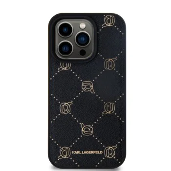 Калъф за IPhone 15 Pro - Karl Lagerfeld Leather MagSafe (KLHMP15LPGKHPHK) - Karl Head