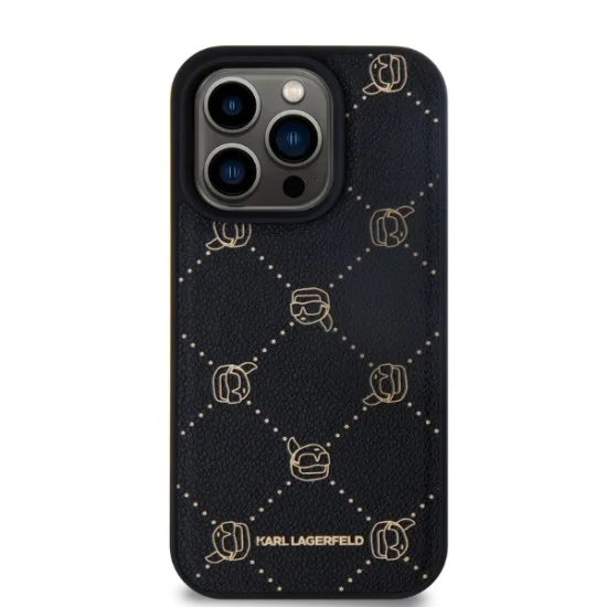 Калъф за IPhone 15 Pro - Karl Lagerfeld Leather MagSafe (KLHMP15LPGKHPHK) - Karl Head