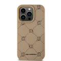 Калъф за IPhone 15 Pro - Karl Lagerfeld Leather MagSafe (KLHMP15LPGKHPHE) - Beige Karl Head