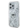 Калъф за iPhone 15 Pro - Karl Lagerfeld Liquid Glitter MagSafe (KLHMP15LLLLGKISGH) - Transparent Karl Head