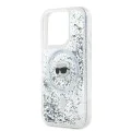 Калъф за iPhone 15 Pro - Karl Lagerfeld Liquid Glitter MagSafe (KLHMP15LLLLGKISGH) - Transparent Karl Head
