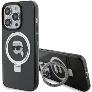 Калъф за iPhone 15 Pro - Karl Lagerfeld Hardcase Ring Stand MagSafe (KLHMP15LHHMRSKKHK) - Karl Head