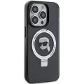 Калъф за iPhone 15 Pro - Karl Lagerfeld Hardcase Ring Stand MagSafe (KLHMP15LHHMRSKKHK) - Karl Head