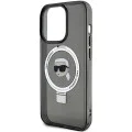 Калъф за iPhone 15 Pro - Karl Lagerfeld Hardcase Ring Stand MagSafe (KLHMP15LHHMRSKKHK) - Karl Head