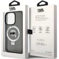 Калъф за iPhone 15 Pro - Karl Lagerfeld Hardcase Ring Stand MagSafe (KLHMP15LHHMRSKKHK) - Karl Head