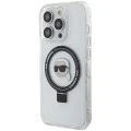 Калъф за iPhone 15 Pro - Karl Lagerfeld Hardcase Ring Stand MagSafe (KLHMP15LHHMMRSKHH) - White Karl Head