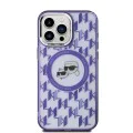 Калъф за iPhone 15 Pro - Karl Lagerfeld IML MagSafe (KLHMP15LHHMCKKMHU) - лилав монограм Karl&Choupette Head