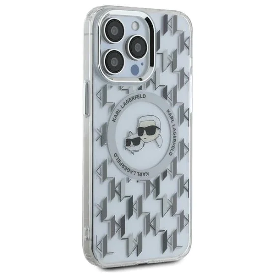 Калъф за iPhone 15 Pro - Karl Lagerfeld IML MagSafe (KLHMP15LHMCKMMHT) - Прозрачен монограм Karl&Choupette Head