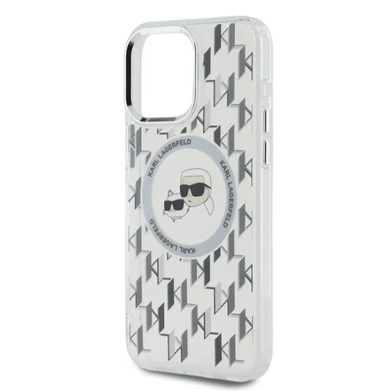 Калъф за iPhone 15 Pro - Karl Lagerfeld IML MagSafe (KLHMP15LHMCKMMHT) - Прозрачен монограм Karl&Choupette Head
