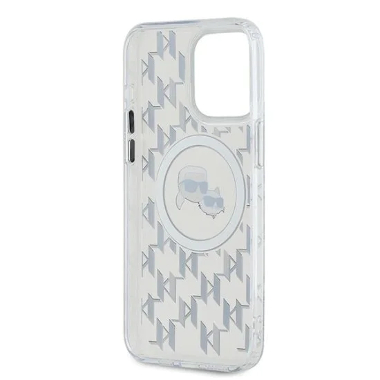 Калъф за iPhone 15 Pro - Karl Lagerfeld IML MagSafe (KLHMP15LHMCKMMHT) - Прозрачен монограм Karl&Choupette Head