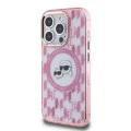 Калъф за iPhone 15 Pro - Karl Lagerfeld IML MagSafe (KLHMP15LHHMCKKMHP) - розов монограм Karl&Choupette Head