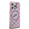 Калъф за iPhone 15 Pro - Karl Lagerfeld IML MagSafe (KLHMP15LHHMCKKMHP) - розов монограм Karl&Choupette Head