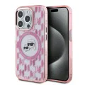 Калъф за iPhone 15 Pro - Karl Lagerfeld IML MagSafe (KLHMP15LHHMCKKMHP) - розов монограм Karl&Choupette Head