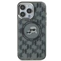 Калъф за iPhone 15 Pro - Karl Lagerfeld IML MagSafe (KLHMP15LHHMCKKMHK) - монограм Karl&Choupette Head