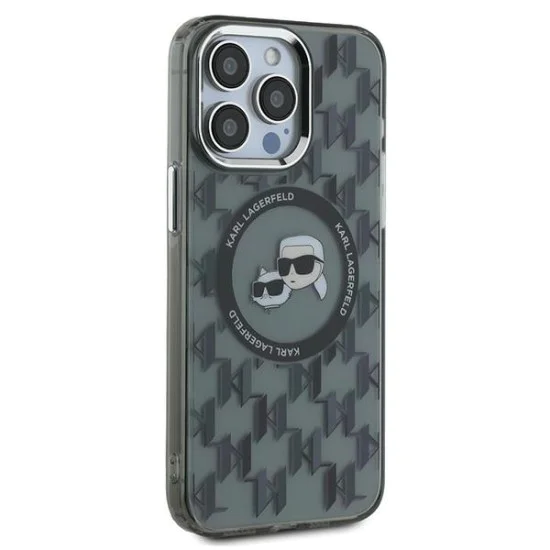 Калъф за iPhone 15 Pro - Karl Lagerfeld IML MagSafe (KLHMP15LHHMCKKMHK) - монограм Karl&Choupette Head