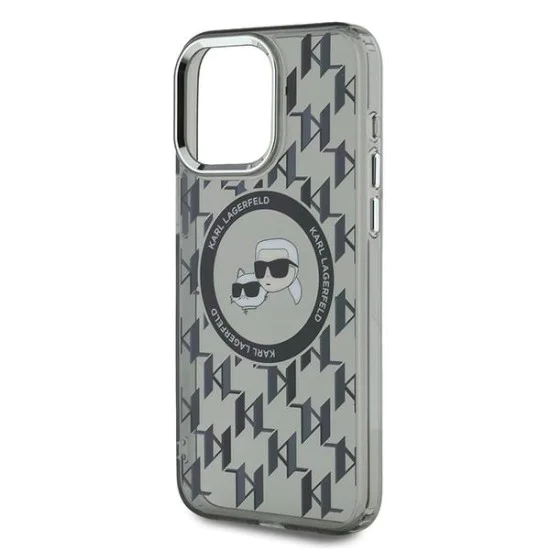 Калъф за iPhone 15 Pro - Karl Lagerfeld IML MagSafe (KLHMP15LHHMCKKMHK) - монограм Karl&Choupette Head
