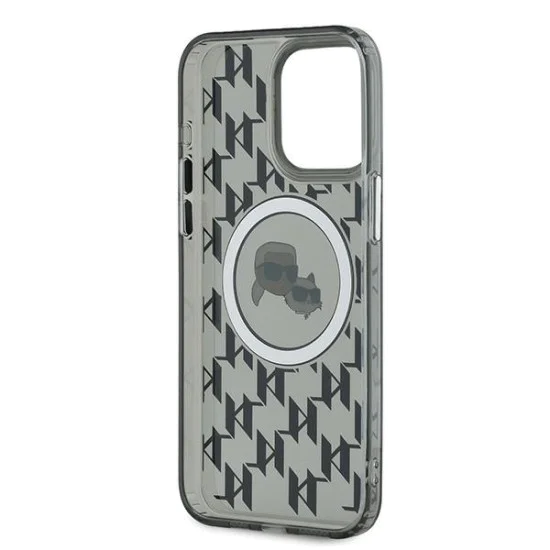 Калъф за iPhone 15 Pro - Karl Lagerfeld IML MagSafe (KLHMP15LHHMCKKMHK) - монограм Karl&Choupette Head