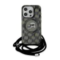Калъф за iPhone 15 Pro - Karl Lagerfeld IML Crossbody MagSafe (KLHMP15LHCKCKCKCKLCK) - монограм Karl&Choupette Head